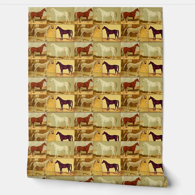 Papier Peint Chevaux d'Arabie vintage - collage (Déroulement)