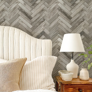 Papier Peint Chevron de Herringbone rustique gris