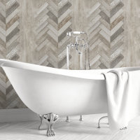 Chevron et Herringbone en Béton Neutre