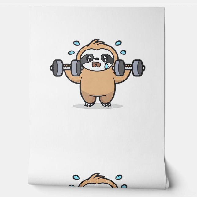 Papier Peint Chibi Sloth Gym Échec - Cute Kawaii Drôle Entraîne (Déroulement)