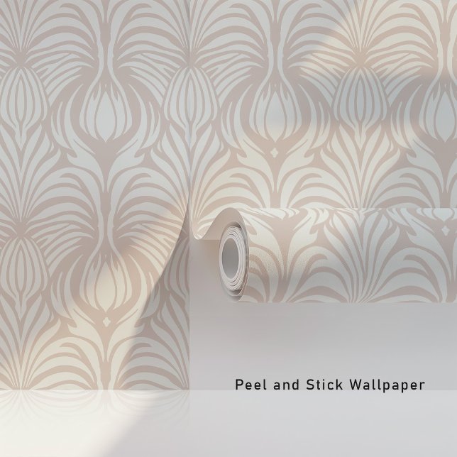 Papier Peint Chic Art Déco Floral Motif beige doux (Créateur téléchargé)