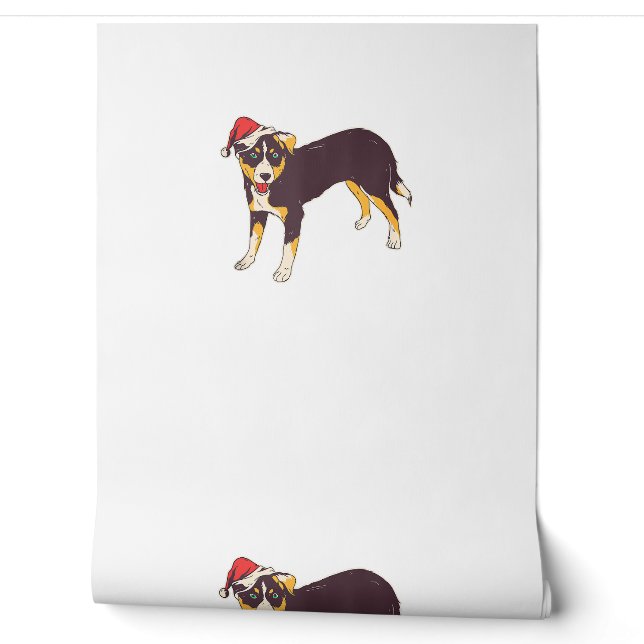 Papier Peint Chien avec le chapeau de Santa - Noël drôle (Déroulement)