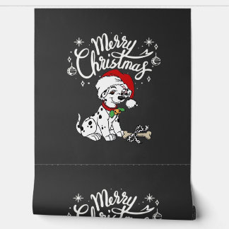 Papier Peint Chien dalmatien en chiot avec un chapeau de Noël S