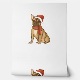Papier Peint Chien de taureaux français Santa Hat - Noël drôle
