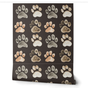 Papier Peint Chien Empreinte de patte Brown et Garçons gris