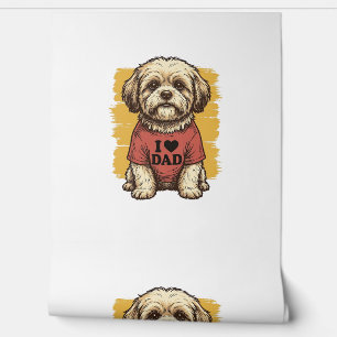 Papier Peint Chien Mignon J'Aime Papa Gravure Vintage Vector De