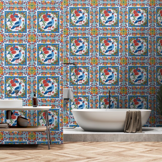 Papier Peint Chine ottomane et paon (Salle de bain)