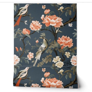 Papier Peint Chinoiserie sur Denim Blue