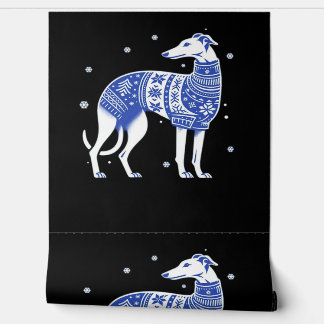 Papier Peint Christmas Greyhound Dog Wearing an Ugly Sweater Bl