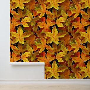 Papier Peint Chute de feuille d'érable Modèle d'arbre d'automne