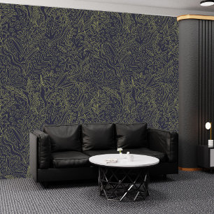 Papier Peint Ciel de nuit élégant avec fleurs d'or : Peel & Sti