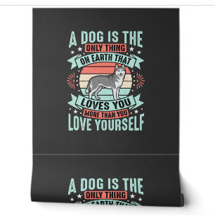 Papier Peint Citation Amoureux de Chien Graphique Husky Vintage