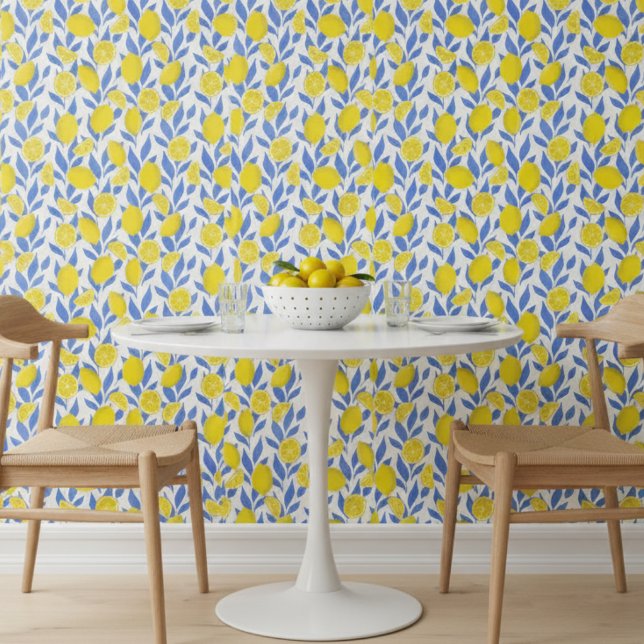 Papier Peint Citrons Bleus Méditerranée (Créateur téléchargé)
