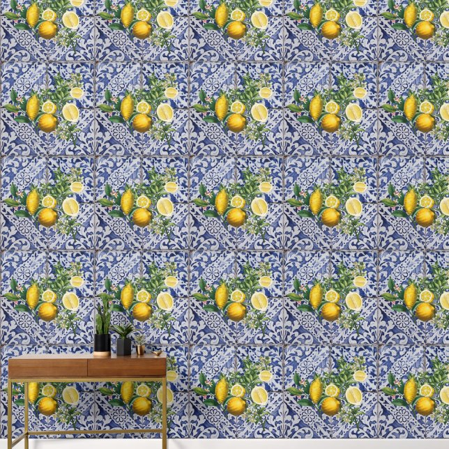 Papier Peint Citrons Carreaux portugais d'été (Couloir)