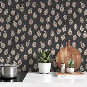 Papier Peint Citrons Noir : minimaliste noir et beige chic