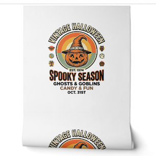 Papier Peint Citrouille d'Halloween Chapeau de Sorcière Vintage