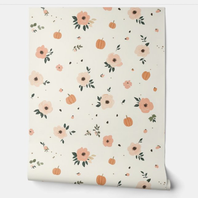 Papier Peint Citrouilles et fleurs (Déroulement)