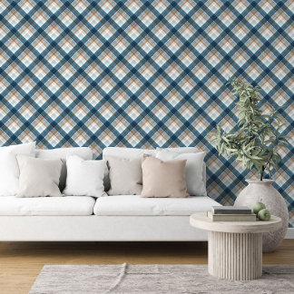 Papier Peint Clair Turquoise Bleu Bleu Bleu Tan Plaid Motif