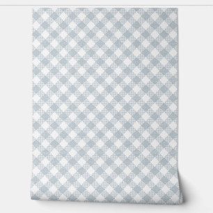 Papier Peint Classic Buffalo Check Plaid White n Dusty Blue