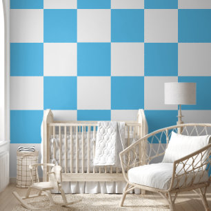 Papier Peint [Classic Checkerboard] Carré bleu et blanc 12 pouc