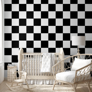 Papier Peint [Classic Checkerboard] Carré noir et blanc 6 pouce