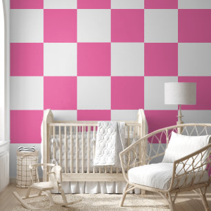 Papier Peint [Classic Checkerboard] Carré rose et blanc 12 pouc