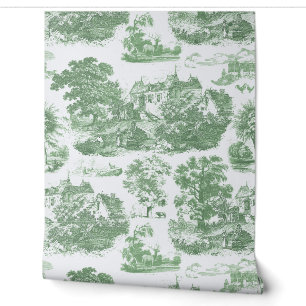 Papier Peint Classic Sage Green Vintage French Chateau Toile