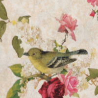 Classique Crème antique Vintage Oiseaux Roses et f