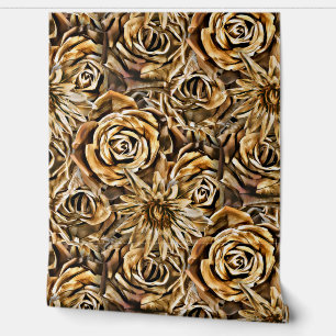 Papier Peint Classique Rose d'or Motif floral sans joint Luxe