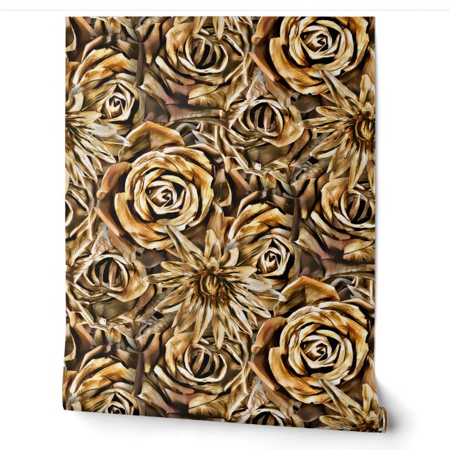 Papier Peint Classique Rose d'or Motif floral sans joint Luxe (Déroulement)