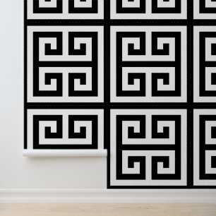 Papier Peint Clé grecque énorme noir et blanc