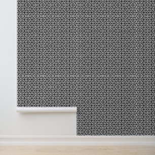Papier Peint Clé grecque noir et blanc moyen