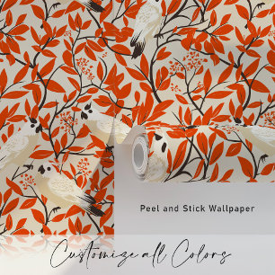 Papier Peint Cockatoès d'automne en feuillage de Crimson