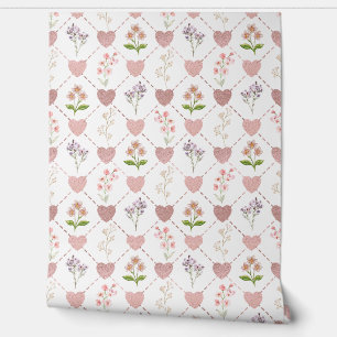 Papier Peint Coeur avec fleurs