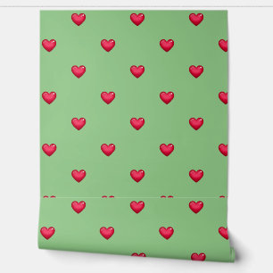 Papier Peint Coeur rouge vert Peel and Stick   Moderne