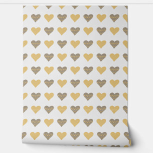 Papier Peint Coeurs Boho Jaune Décor Enfants