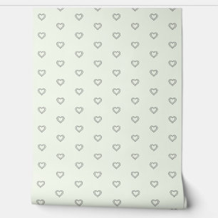 Papier Peint Coeurs d'amour Abstraits Motif Pastel Vert clair