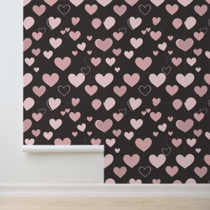 Papier Peint Coeurs romantiques Motif sans couture