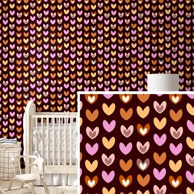 Papier Peint Coeurs roses sur Brown (Créateur téléchargé)