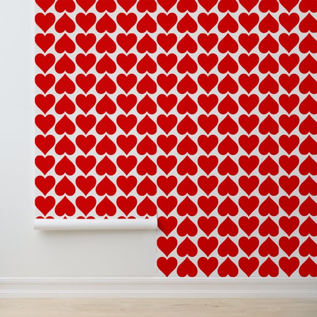 Papier Peint Coeurs rouges Motif, Romantique, Amour (Application)