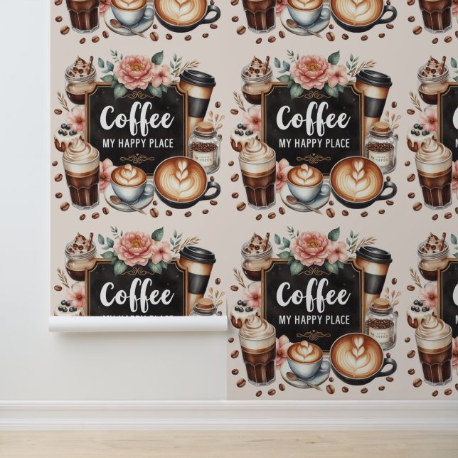 Papier peint Coffeecore Sticky Feature Mur Cuisine (Application)