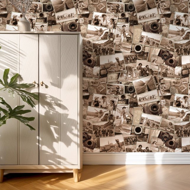 Papier Peint Collage photo vintage Sepia ID1066 (Créateur téléchargé)