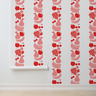 Papier Peint Colonnes de fruits de cuisine rose vintage – Grand