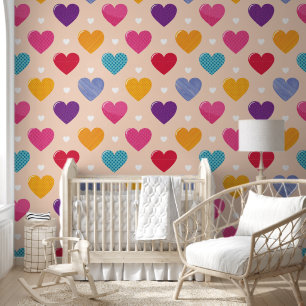Papier Peint Colorée Pop Art Motif de coeur