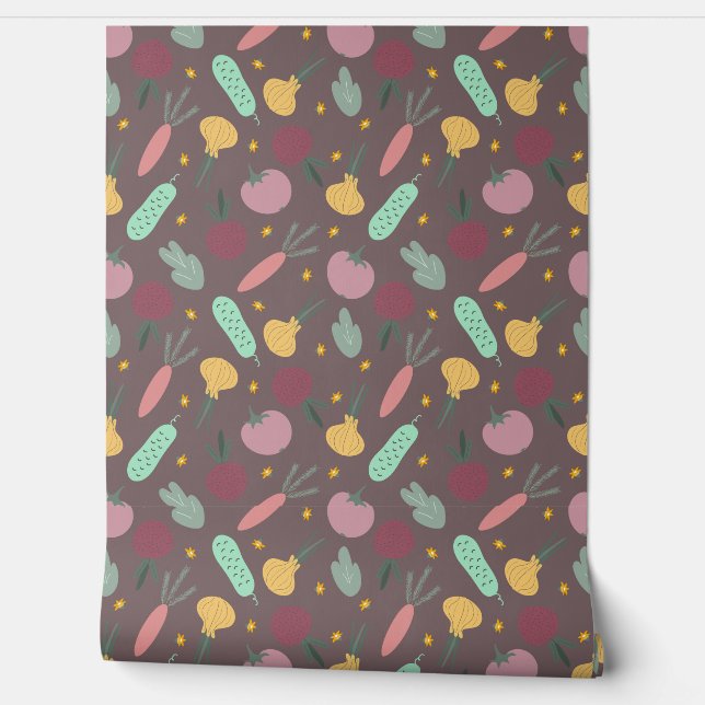 Papier Peint colorful vegetable pattern (Déroulement)