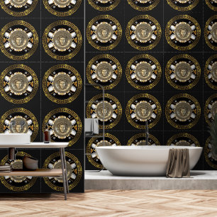 Papier Peint Concepteur de clé Medusa et Méandre grec