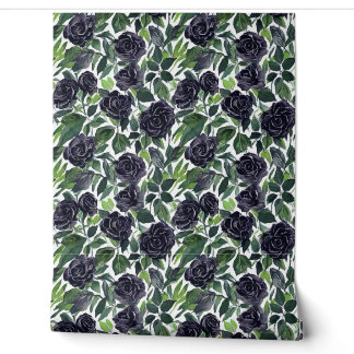 Papier Peint Conception aquarelle de rose noire chic