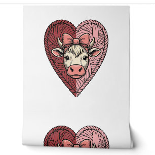 Papier Peint Conception de broderie vintage de fil de coeur de