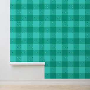 Papier Peint Conception de carreaux à gingham de sarcelle et de