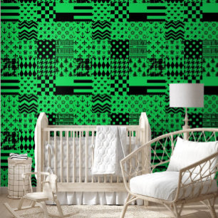 Papier Peint Conception de maquette Motif mixte en noir vert